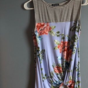 Pink Clover knot front tank top